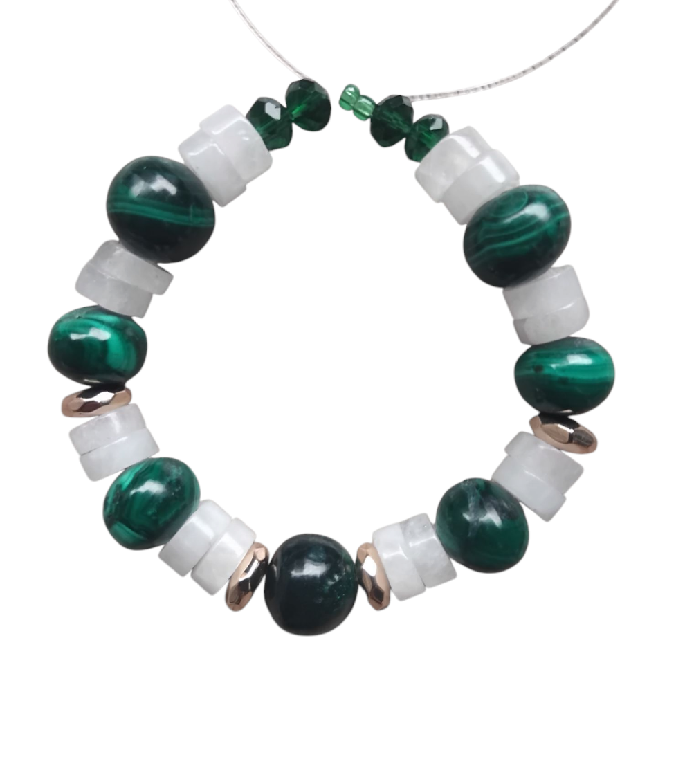 Sa quartz and malachite bracelet