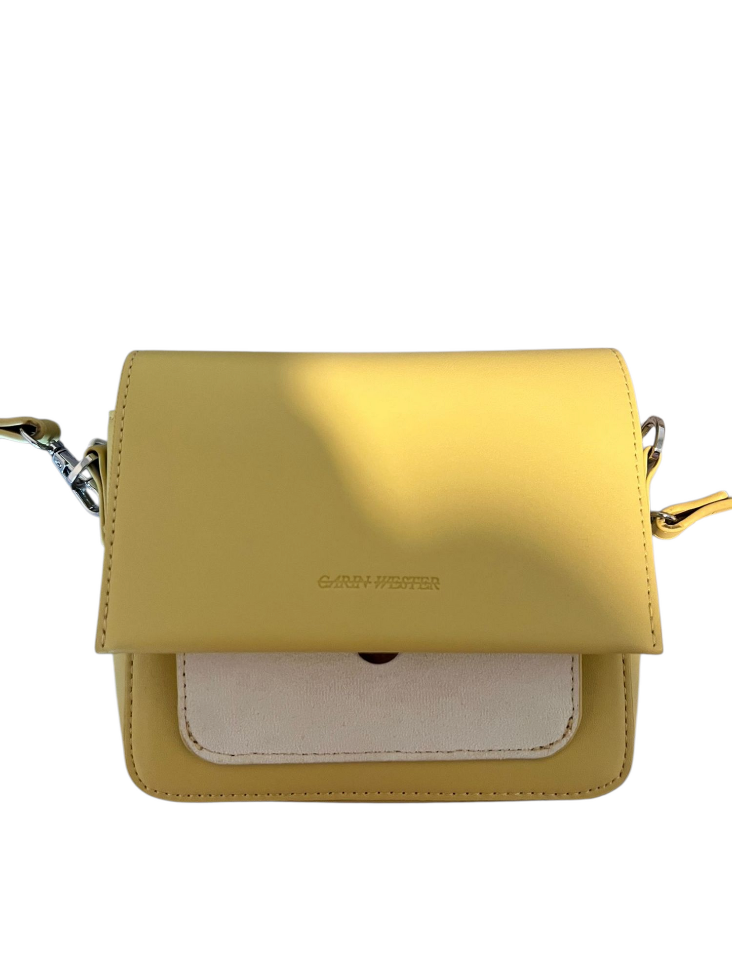 Lambert yellow and beige shoulder clutch