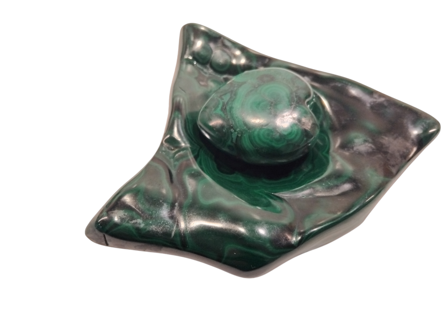 Décoration en malachite en forme de cœur Isiro