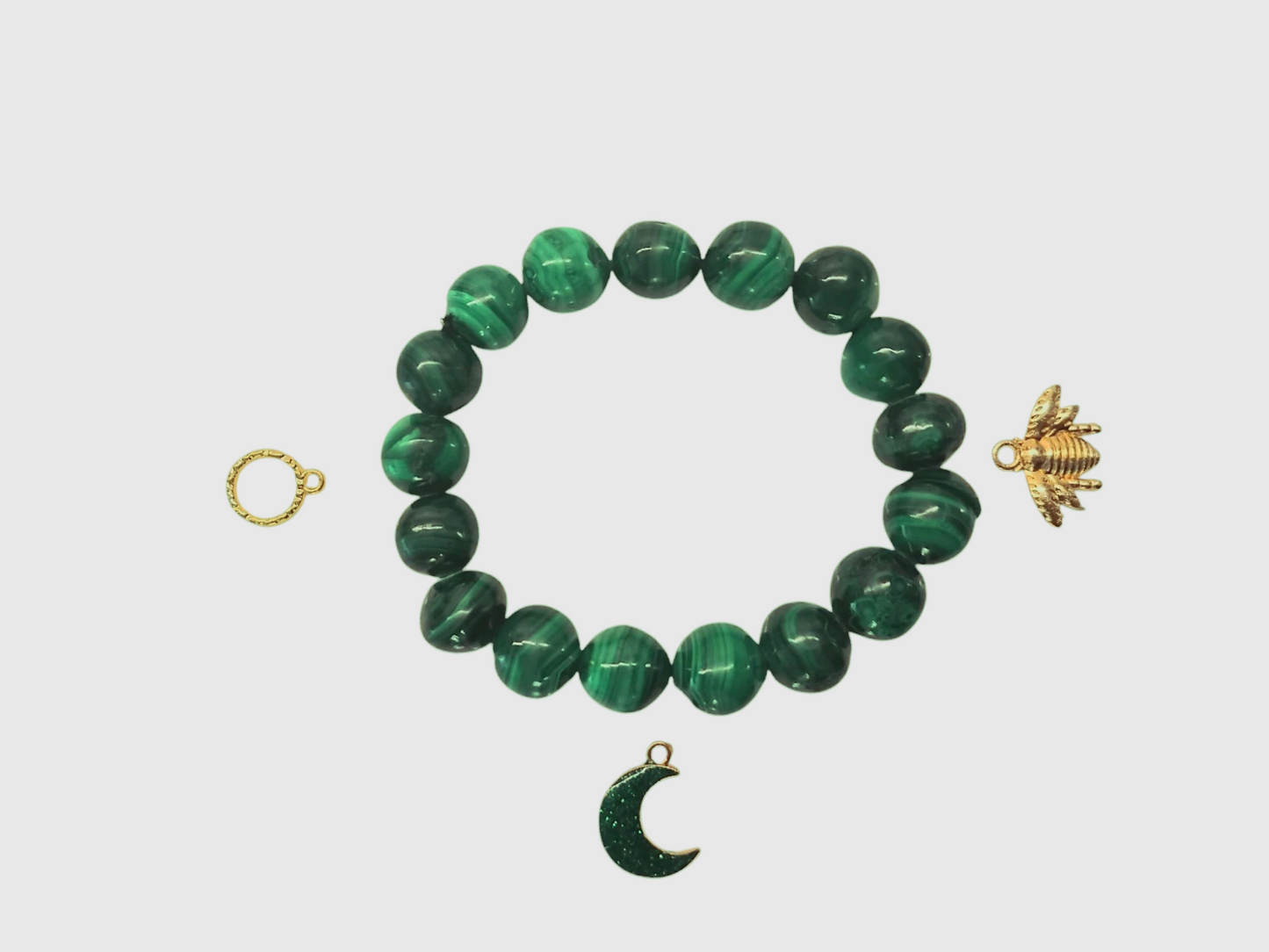 Anda malachite gemstone bracelet with optional pendent