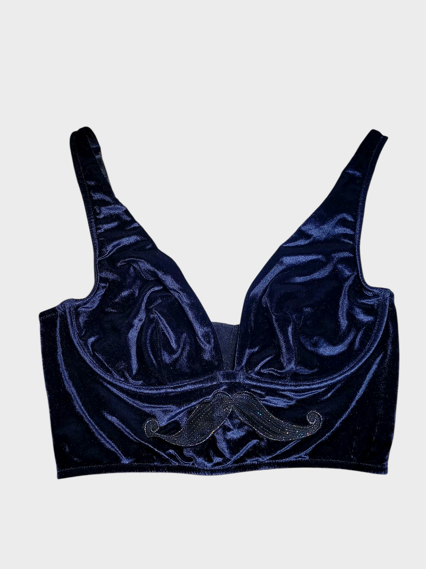 Moustache velvet crop top