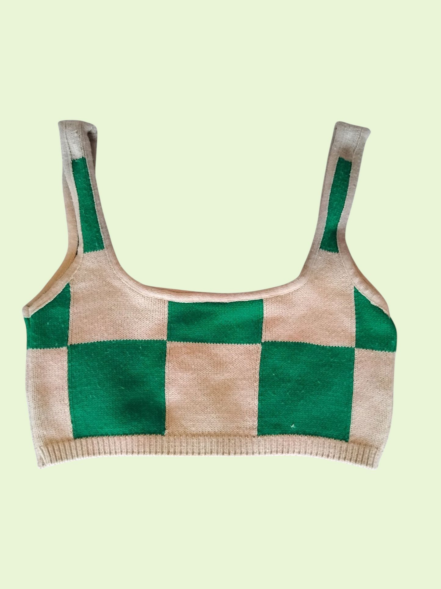 Green and beige crop top
