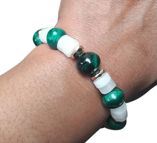 Sa quartz and malachite bracelet