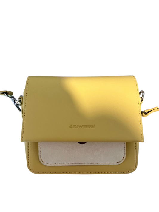 Lambert yellow and beige shoulder clutch
