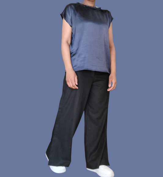 Dark blue silk blouse