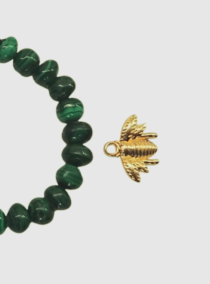 Luku malachite gemstone bracelet with optional pendent