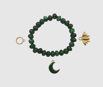 Luku malachite gemstone bracelet with optional pendent