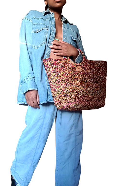 Safari Raffia bag - multicolor (pink)