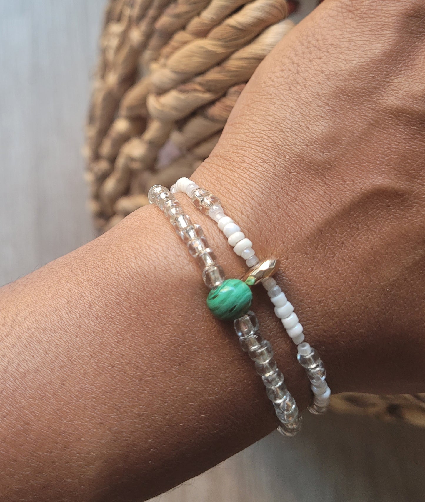 Zori malachite bracelet set