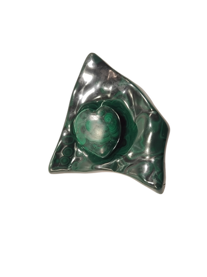 Décoration en malachite en forme de cœur Isiro